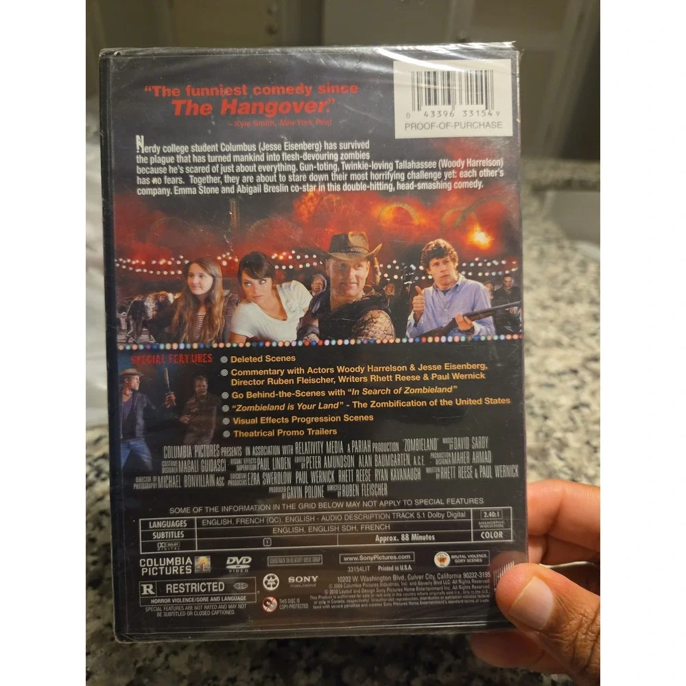 Sony Zombieland DVD Movie Unisex OS Black Widescreen New Sealed Woody Harrelson